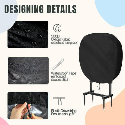 Hose Reel Cover 500D Waterproof 23.6x12.6x21.65in Black
