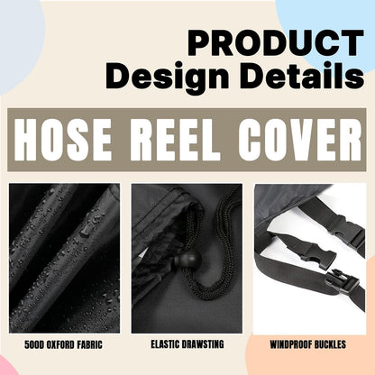 Hose Reel Cover 500D Waterproof 23.6x12.6x21.65in Black