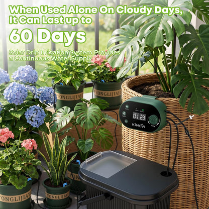 Solar Drip Irrigation System Kit, Auto Plant Waterer for 15 Pots