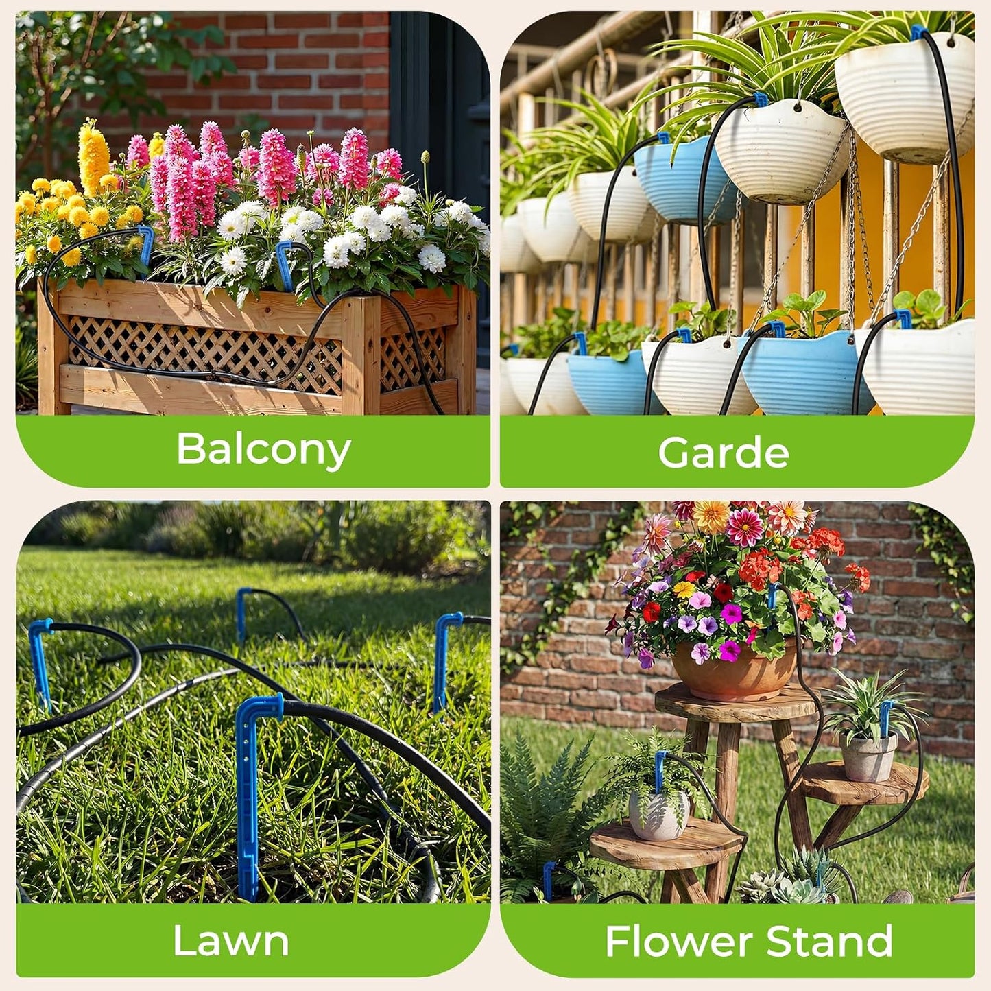 Solar Drip Irrigation System Kit, Auto Plant Waterer for 15 Pots