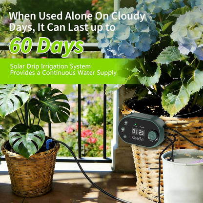 Solar Drip Irrigation System Kit, Auto Plant Waterer for 15 Pots