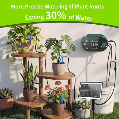 Solar Drip Irrigation System Kit, Auto Plant Waterer for 15 Pots