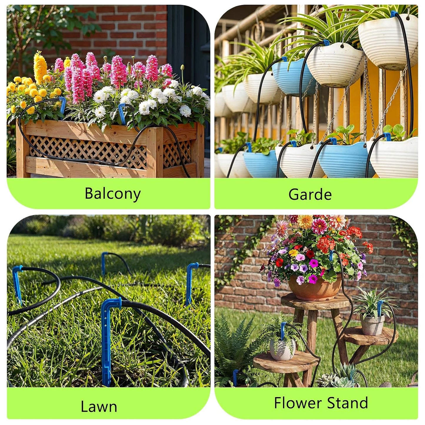 Solar Drip Irrigation System Kit, Auto Plant Waterer for 15 Pots