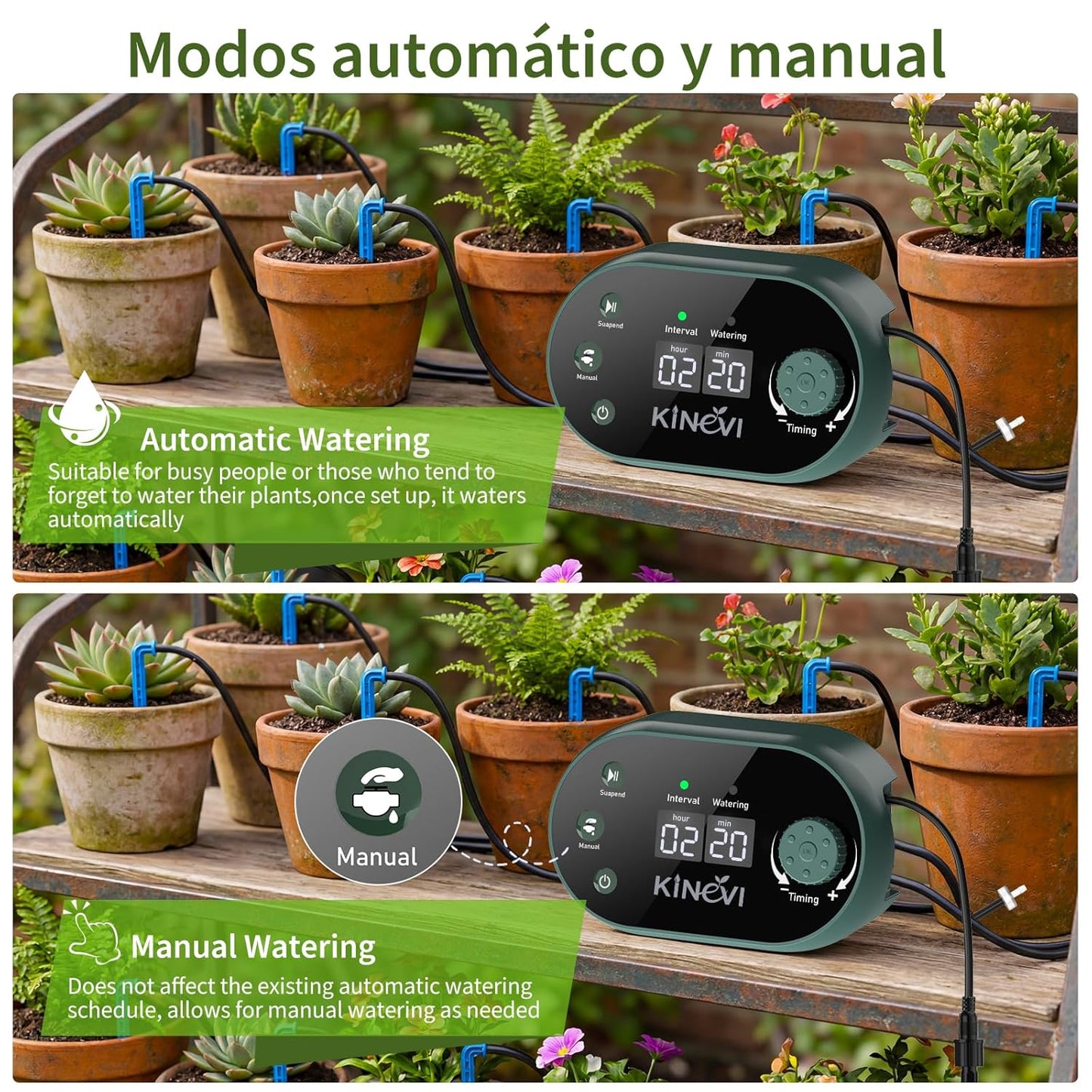 Solar Drip Irrigation System Kit, Auto Plant Waterer for 15 Pots
