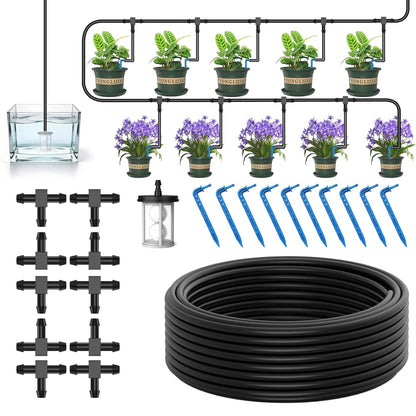 Solar Drip Irrigation System Kit, Auto Plant Waterer for 15 Pots