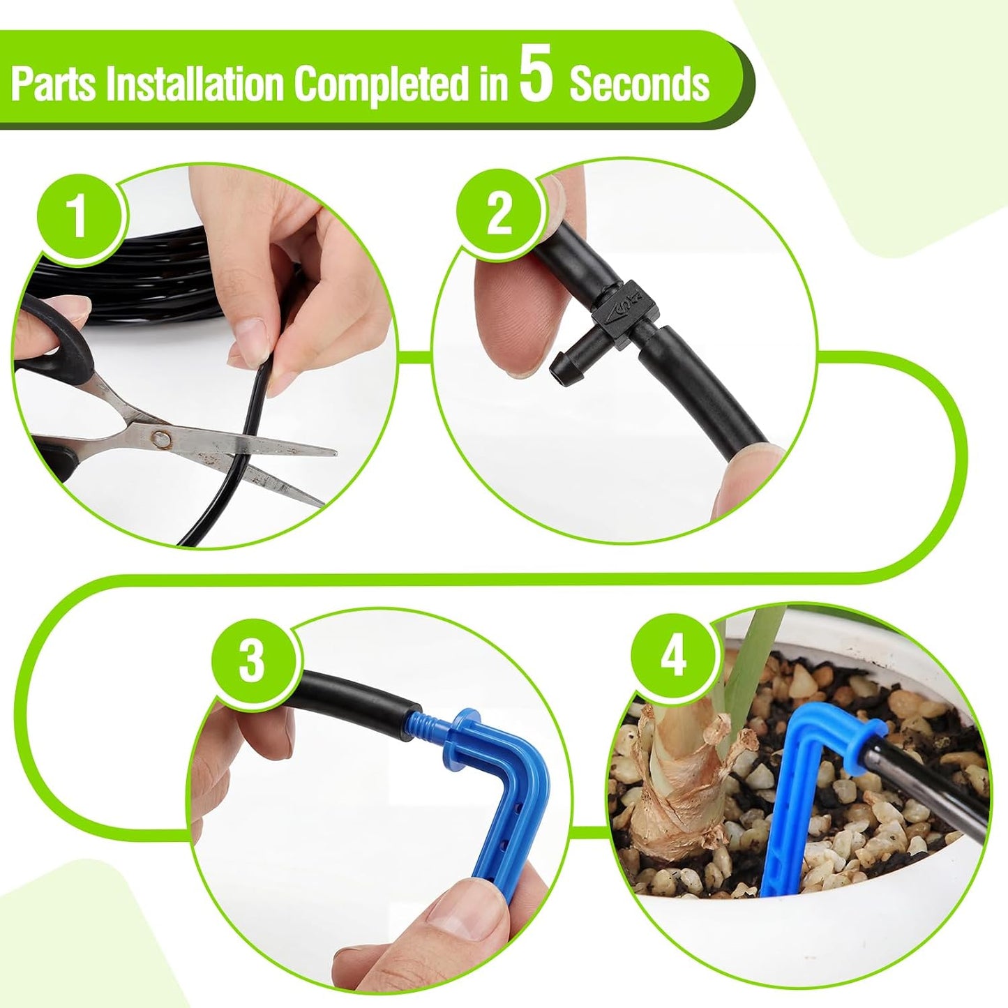 Solar Drip Irrigation System Kit, Auto Plant Waterer for 15 Pots