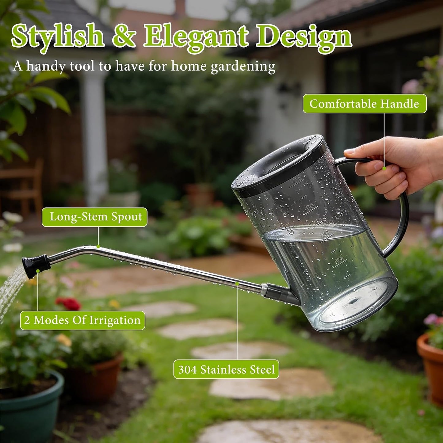 Watering Can for Indoor Plants, Small Watering Cans for House Plants, Succulents and Flowers, Long Spout, 1 Liter, with Bonus Plant Mister Spray Bottle for Plant Bonsai