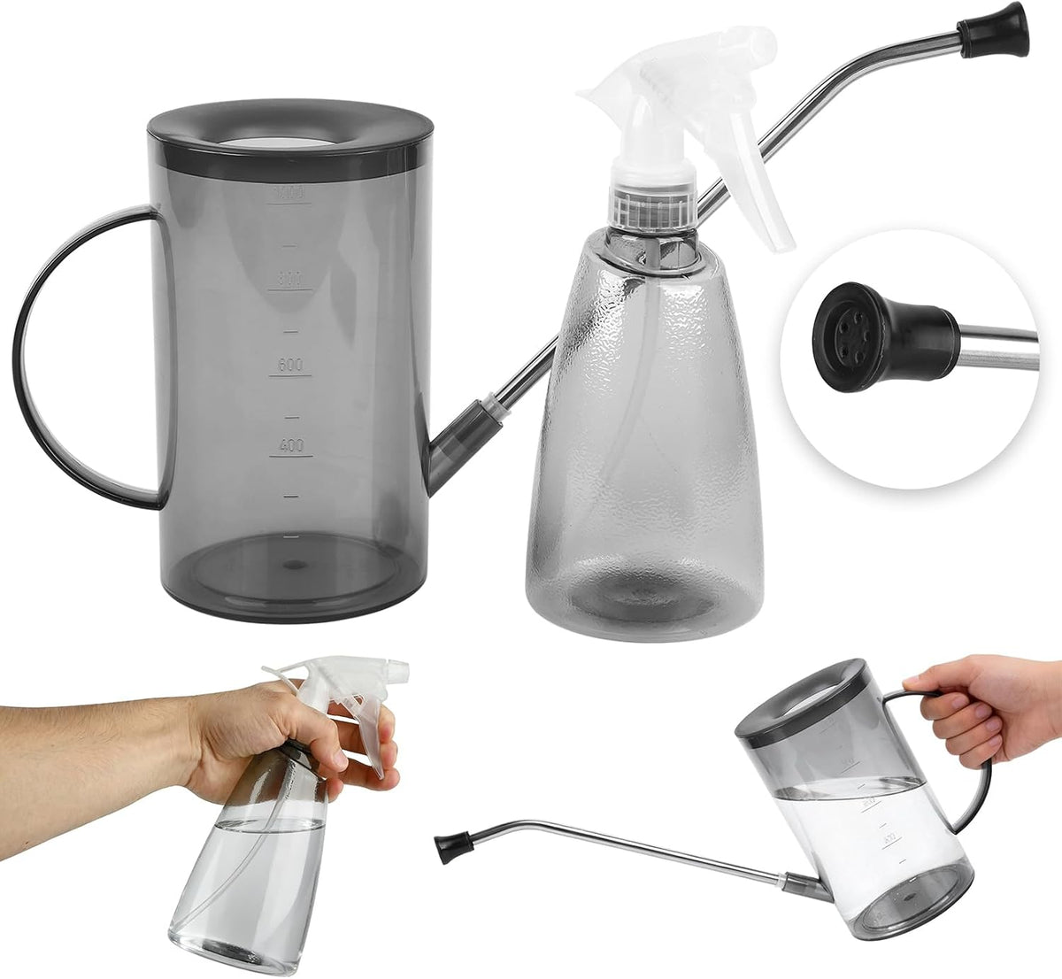 Watering Can for Indoor Plants, Small Watering Cans for House Plants, Succulents and Flowers, Long Spout, 1 Liter, with Bonus Plant Mister Spray Bottle for Plant Bonsai