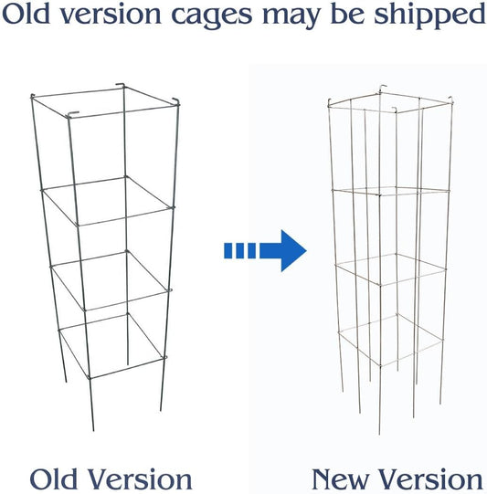 46" Height 12" Width 5PCS Galvanized Square Folding Tomato Cage,Plant Support Stake Tower