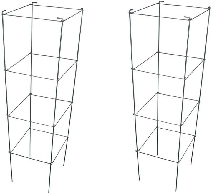 46" Height 12" Width 5PCS Galvanized Square Folding Tomato Cage,Plant Support Stake Tower