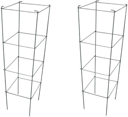 46" Height 12" Width 5PCS Galvanized Square Folding Tomato Cage,Plant Support Stake Tower