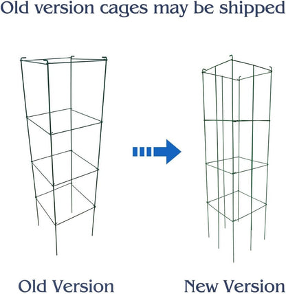 46" Height 12" Width 5PCS Galvanized Square Folding Tomato Cage,Plant Support Stake Tower