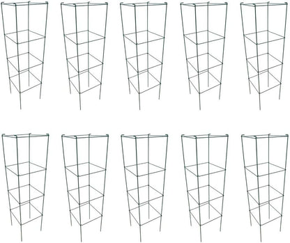 46" Height 12" Width 5PCS Galvanized Square Folding Tomato Cage,Plant Support Stake Tower