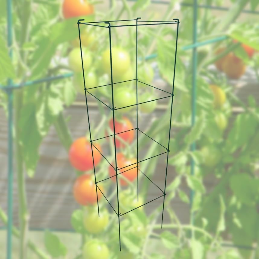 46" Height 12" Width 5PCS Galvanized Square Folding Tomato Cage,Plant Support Stake Tower