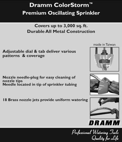 Nozzle Jets, Green 15004 ColorStorm Premium Metal Oscillating Sprinkler with Brass
