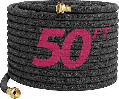 Soaker Hose 150FT 1/2 Inch Premium Kit with Solid Brass Connectors & Stakes, for Deep Root Watering in Flower Beds & Landscaping