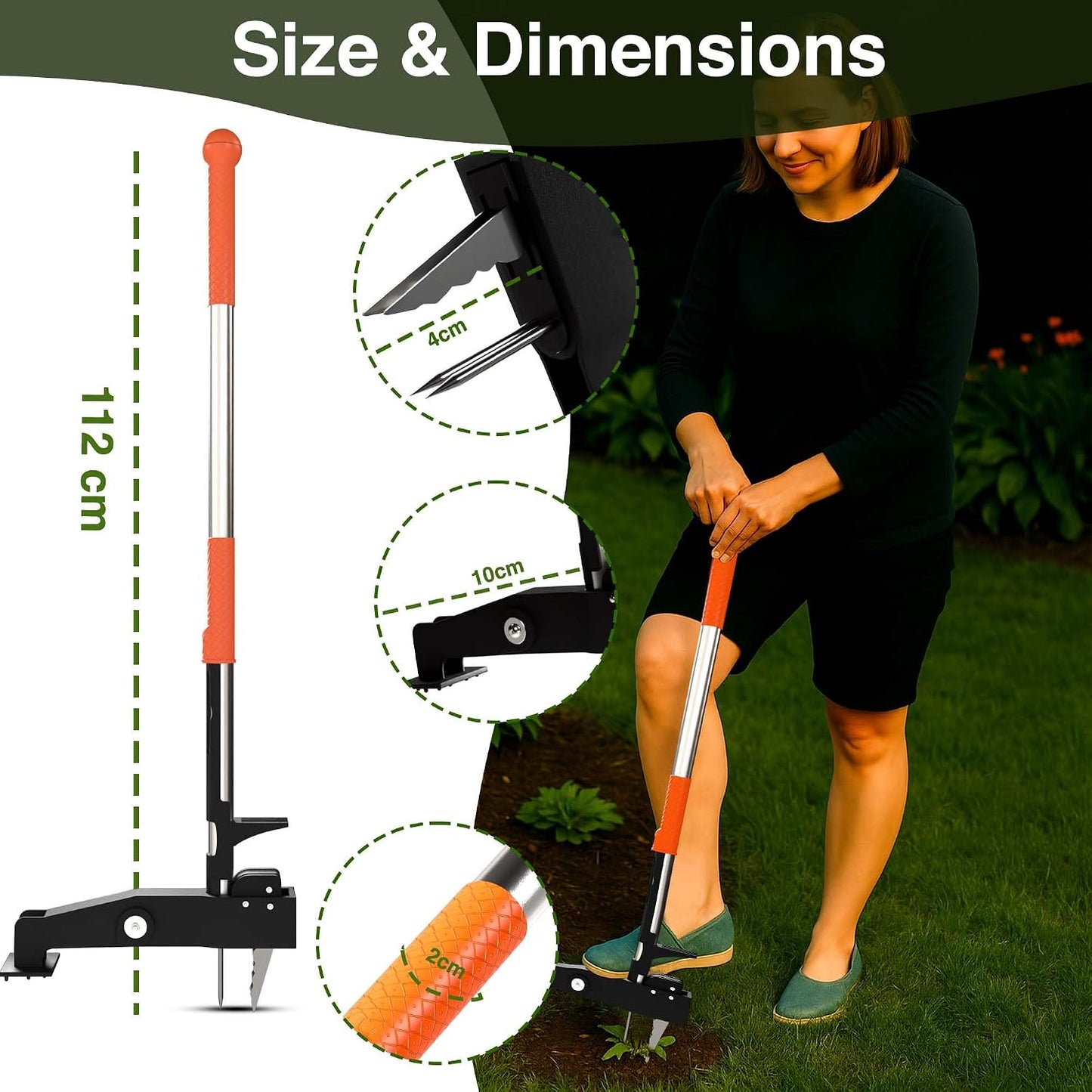 Manual Stand Up Weed Puller Tool with Long Handle | Heavy Duty 4-Claw Steel Head Weeder for Root Removal | Ergonomic Weeding Tool for Dandelion, Lawn, Yard & Garden Maintenance