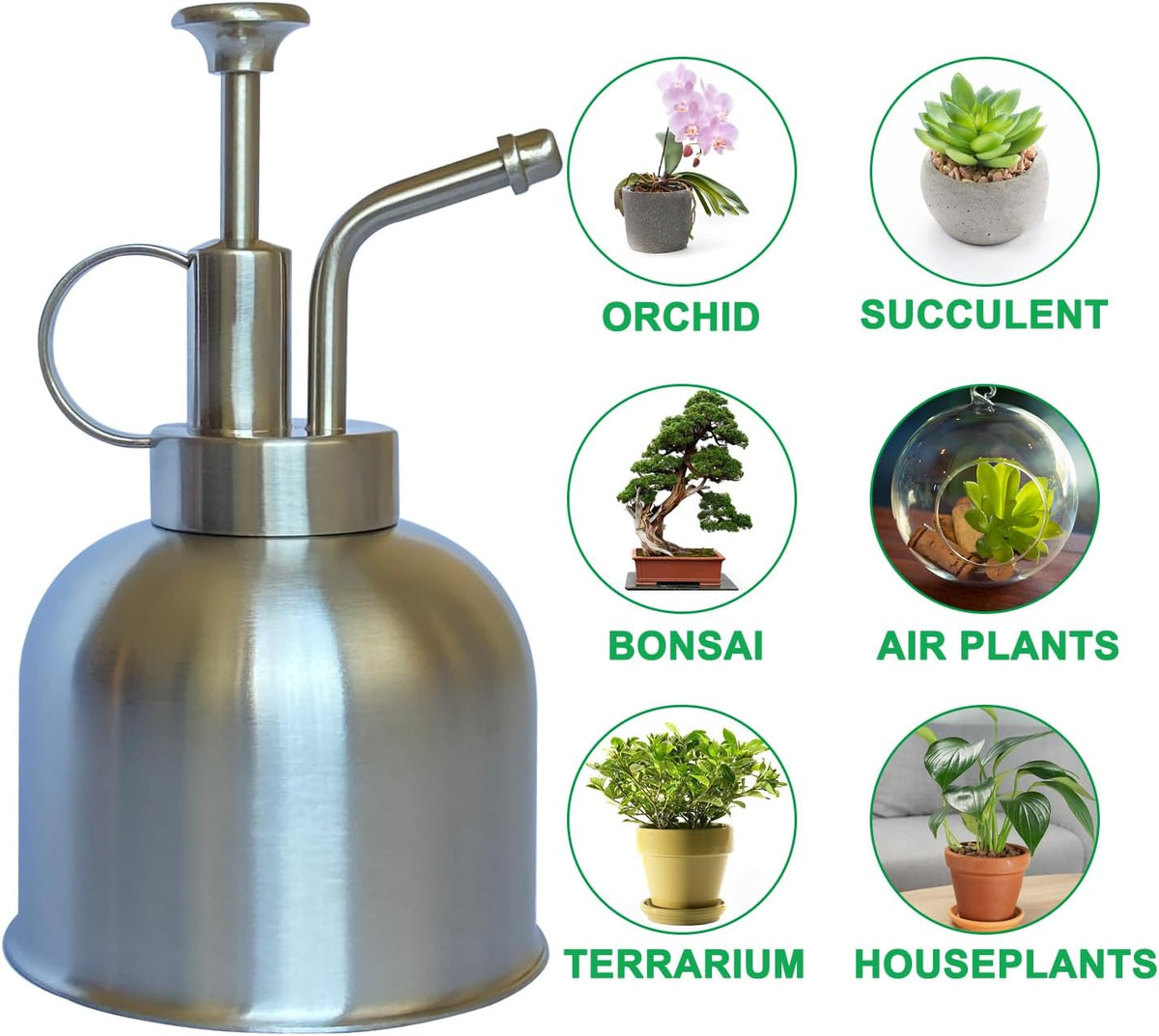 Stainless Steel Plant Sprayer, Small Watering Can, Modern Gardening Tool for Indoor Potted Plants