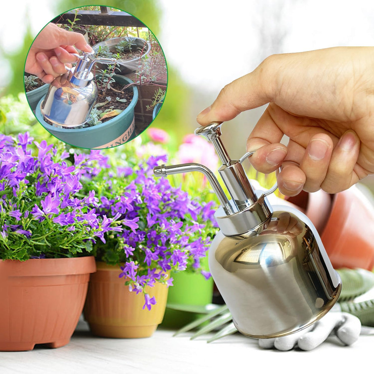 Stainless Steel Plant Sprayer, Small Watering Can, Modern Gardening Tool for Indoor Potted Plants