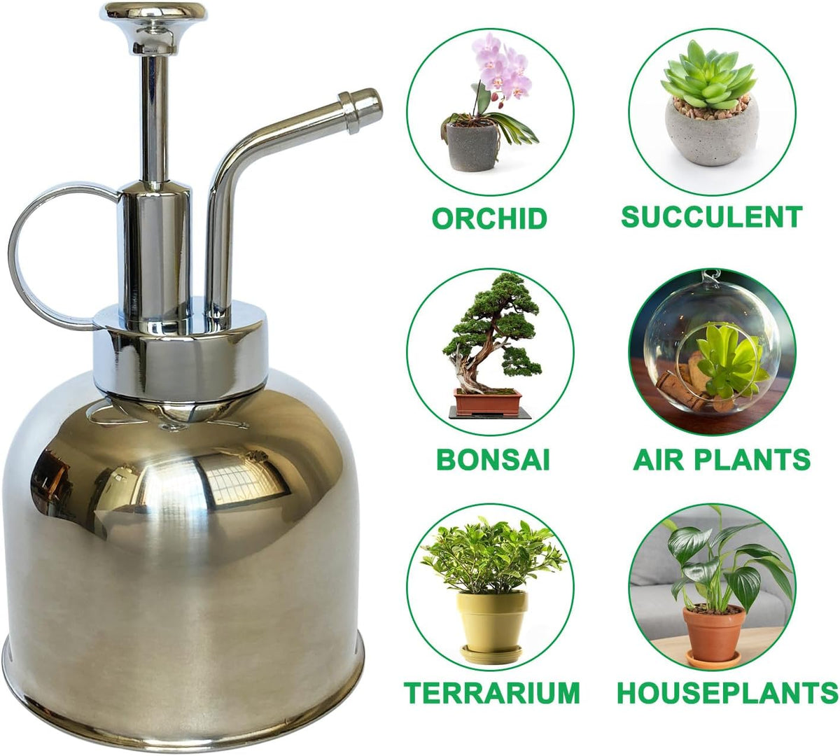Stainless Steel Plant Sprayer, Small Watering Can, Modern Gardening Tool for Indoor Potted Plants