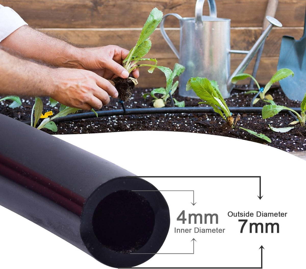 50FT 1/4" Irrigation Tubing, 0.27" OD x 0.15" ID Drip Irrigation Hose