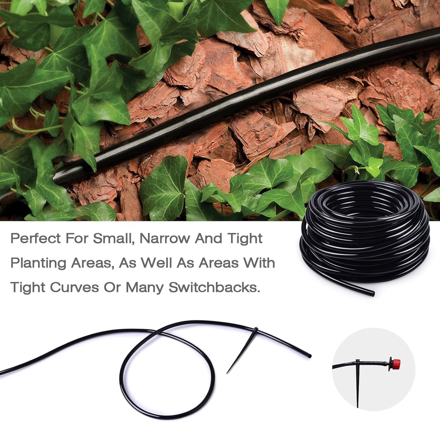 50FT 1/4" Irrigation Tubing, 0.27" OD x 0.15" ID Drip Irrigation Hose