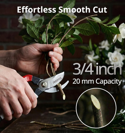 Pruning Shears, Professional Bypass Heavy Duty Garden Pruner Secateurs – Lightweight Easy Grip Hand Pruners Branch Clippers for Gardening, Trimming, Harvesting. Made in Taiwan