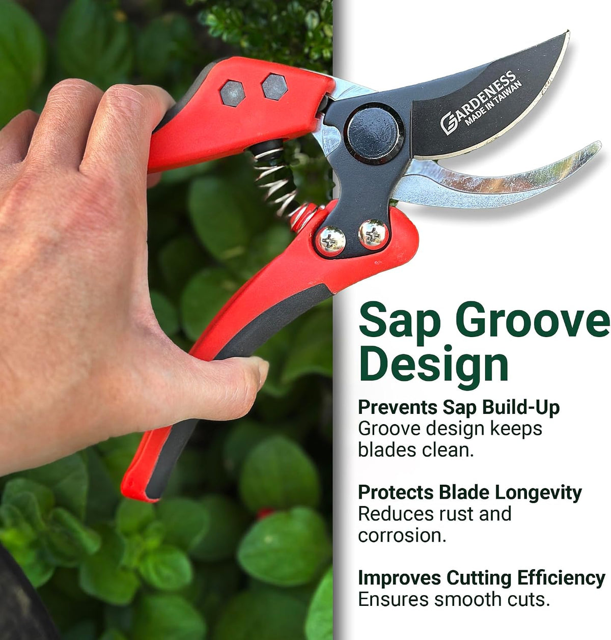 Pruning Shears, Professional Bypass Heavy Duty Garden Pruner Secateurs – Lightweight Easy Grip Hand Pruners Branch Clippers for Gardening, Trimming, Harvesting. Made in Taiwan