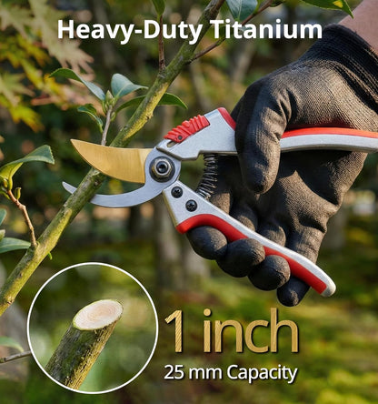 Pruning Shears, Professional Bypass Heavy Duty Garden Pruner Secateurs – Lightweight Easy Grip Hand Pruners Branch Clippers for Gardening, Trimming, Harvesting. Made in Taiwan