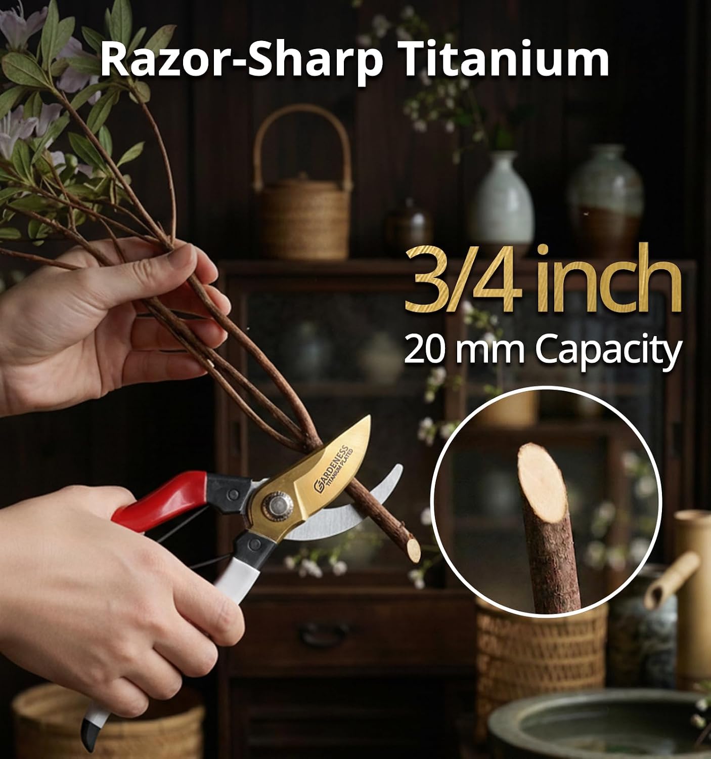 Pruning Shears, Professional Bypass Heavy Duty Garden Pruner Secateurs – Lightweight Easy Grip Hand Pruners Branch Clippers for Gardening, Trimming, Harvesting. Made in Taiwan