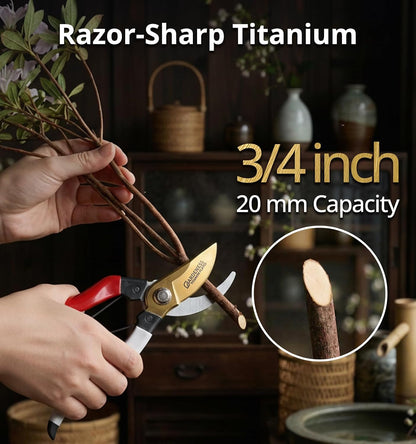 Pruning Shears, Professional Bypass Heavy Duty Garden Pruner Secateurs – Lightweight Easy Grip Hand Pruners Branch Clippers for Gardening, Trimming, Harvesting. Made in Taiwan