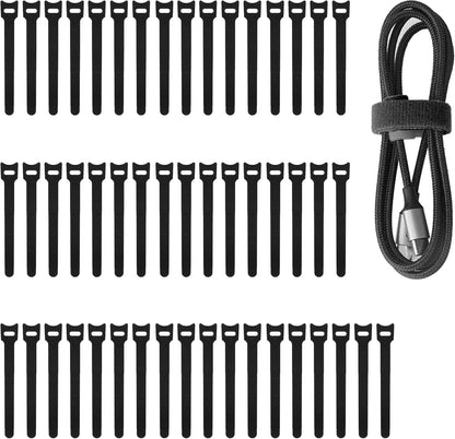 50pcs Reusable Fastening Adjustable Cable Ties Wire Management (6 Inch, White)