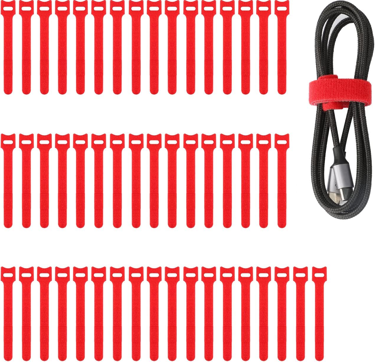 50pcs Reusable Fastening Adjustable Cable Ties Wire Management (6 Inch, White)