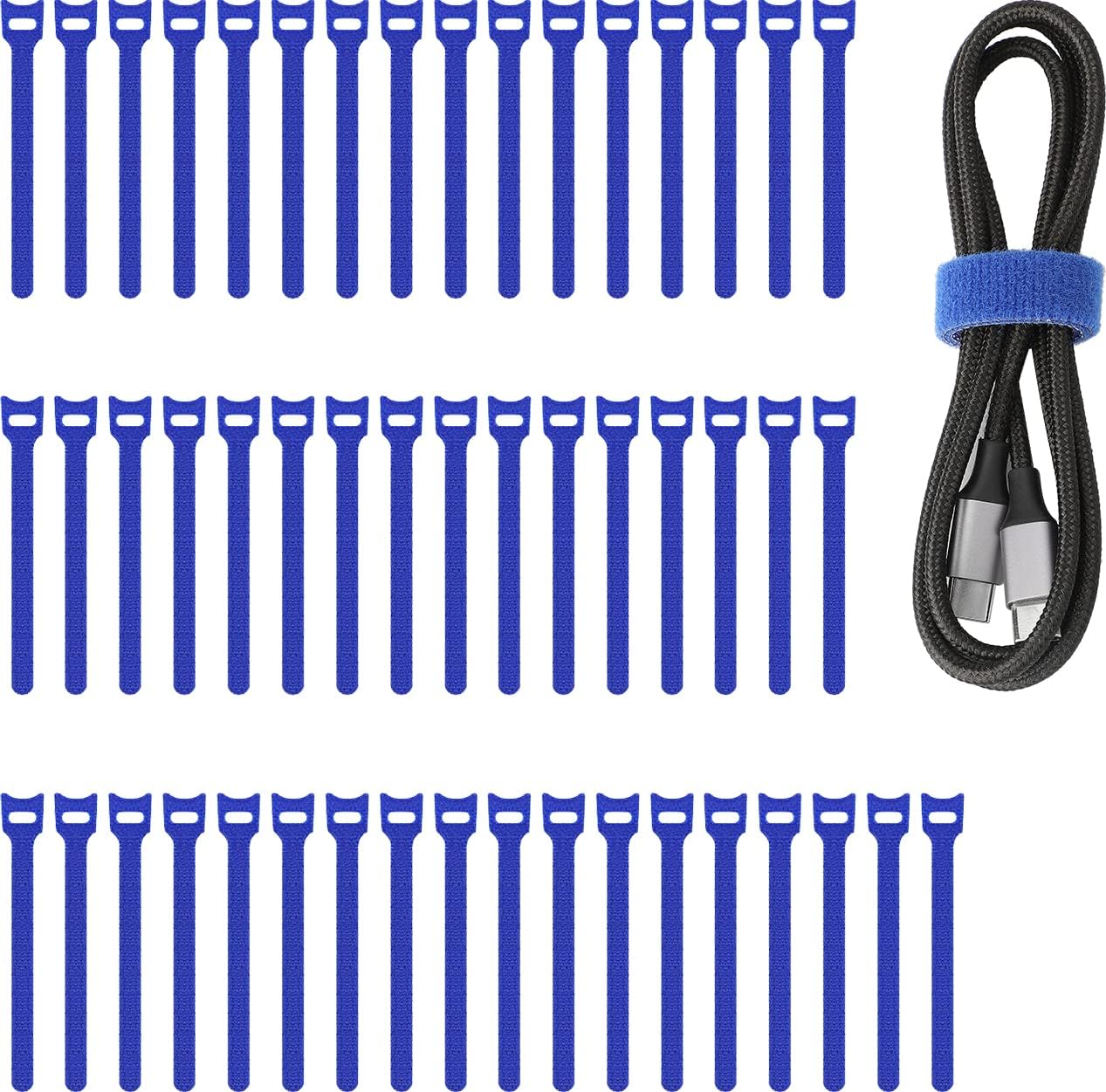 50pcs Reusable Fastening Adjustable Cable Ties Wire Management (6 Inch, White)