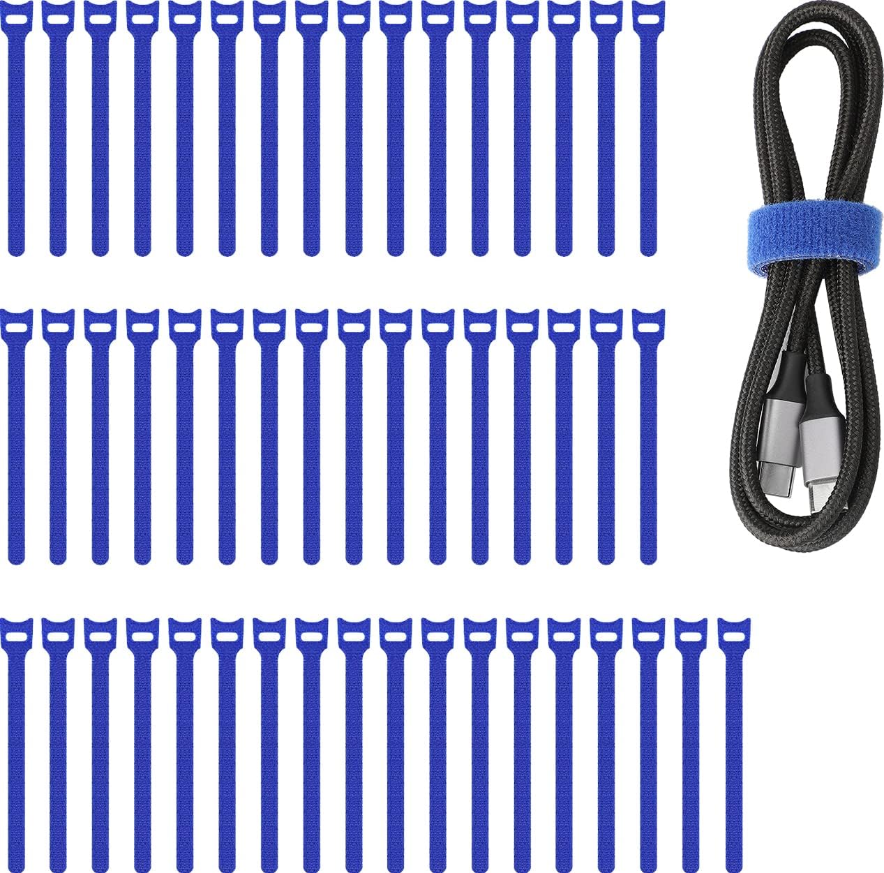 50pcs Reusable Fastening Adjustable Cable Ties Wire Management (6 Inch, White)