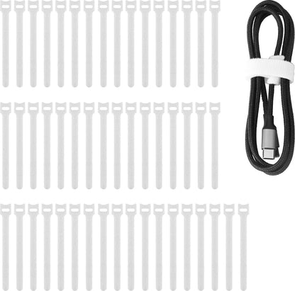 50pcs Reusable Fastening Adjustable Cable Ties Wire Management (6 Inch, White)