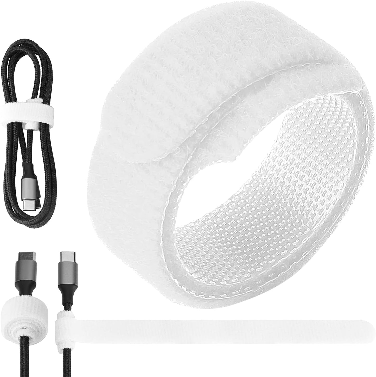 50pcs Reusable Fastening Adjustable Cable Ties Wire Management (6 Inch, White)
