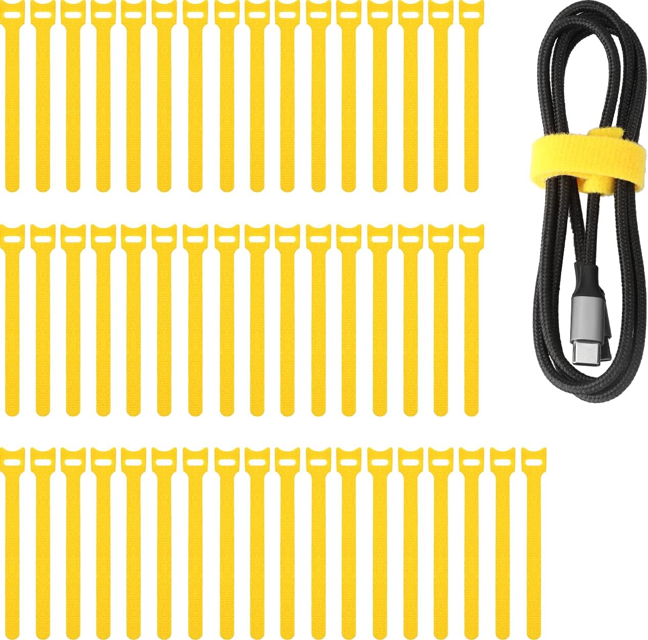 50pcs Reusable Fastening Adjustable Cable Ties Wire Management (6 Inch, White)