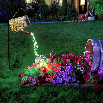 Watering Can with Lights, Large Hanging Solar Lights Outdoor Waterproof, Decorative Retro Metal Solar Garden Decor for Outside Patio Yard Porch Lawn, Gifts for Women Mom Grandma Birthday