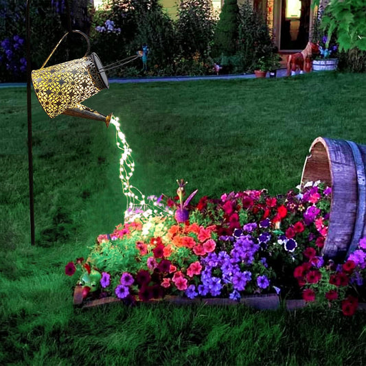 Watering Can with Lights, Large Hanging Solar Lights Outdoor Waterproof, Decorative Retro Metal Solar Garden Decor for Outside Patio Yard Porch Lawn, Gifts for Women Mom Grandma Birthday