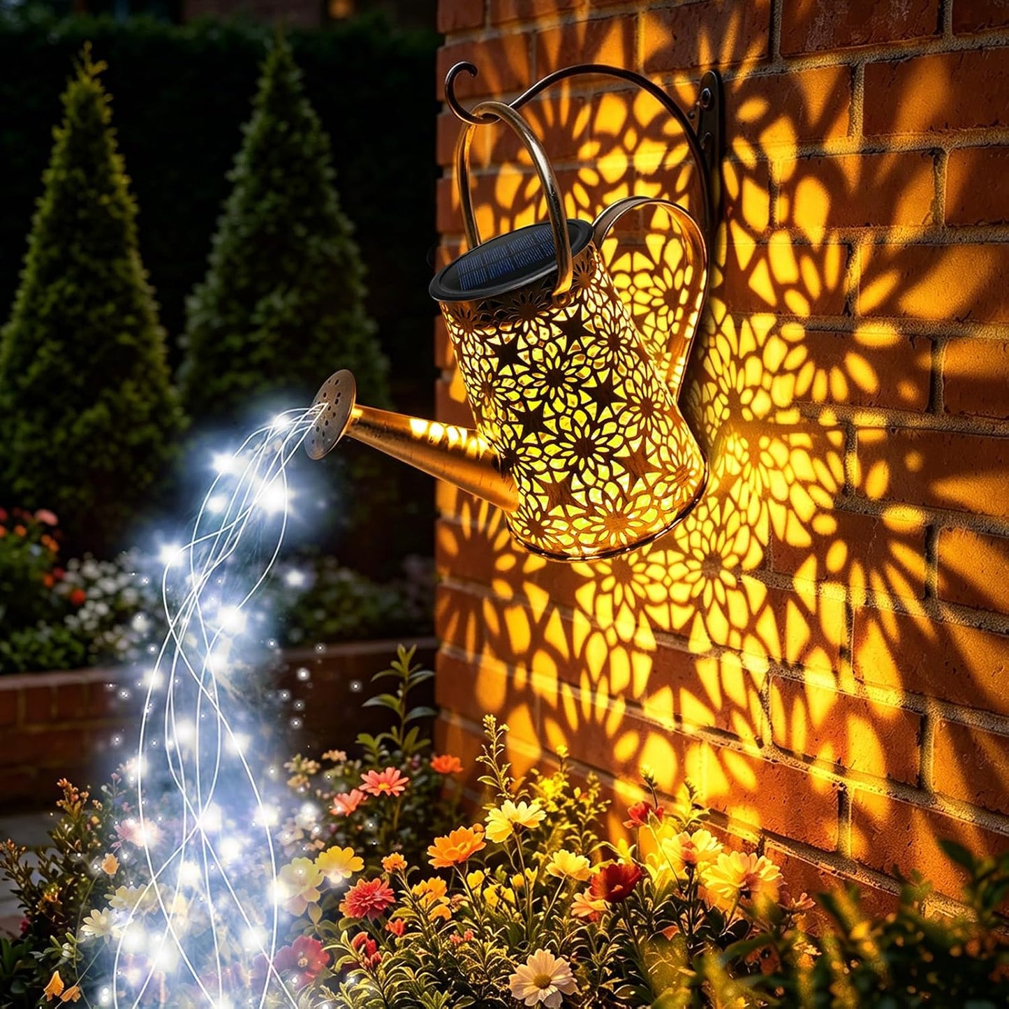 Watering Can with Lights, Large Hanging Solar Lights Outdoor Waterproof, Decorative Retro Metal Solar Garden Decor for Outside Patio Yard Porch Lawn, Gifts for Women Mom Grandma Birthday