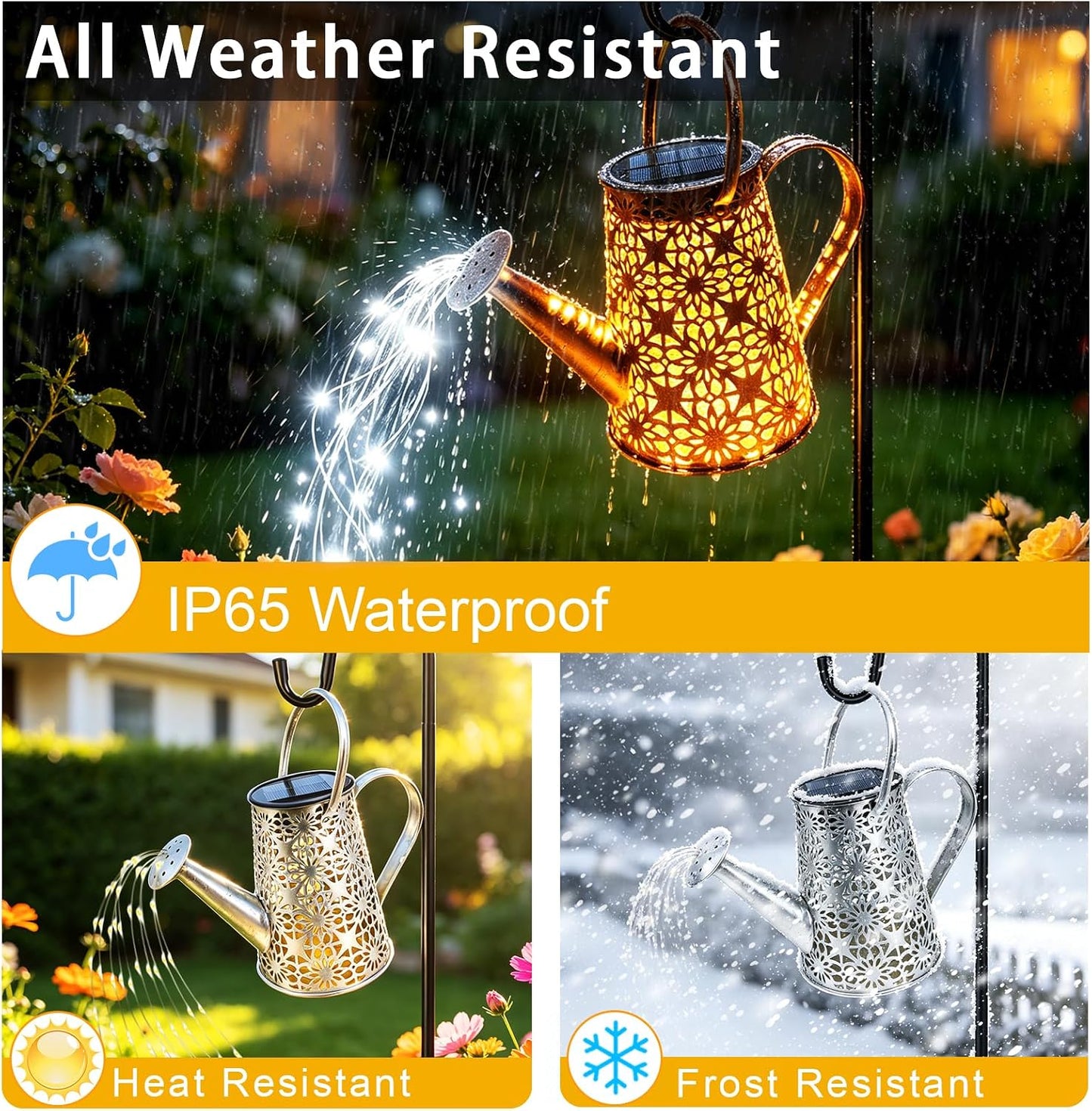 Watering Can with Lights, Large Hanging Solar Lights Outdoor Waterproof, Decorative Retro Metal Solar Garden Decor for Outside Patio Yard Porch Lawn, Gifts for Women Mom Grandma Birthday