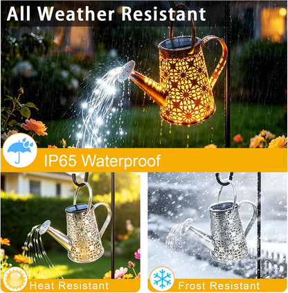 Watering Can with Lights, Large Hanging Solar Lights Outdoor Waterproof, Decorative Retro Metal Solar Garden Decor for Outside Patio Yard Porch Lawn, Gifts for Women Mom Grandma Birthday