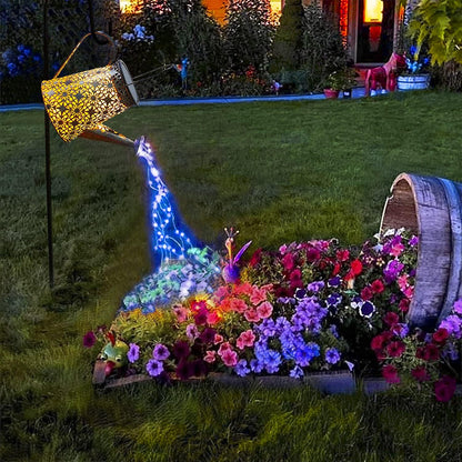 Watering Can with Lights, Large Hanging Solar Lights Outdoor Waterproof, Decorative Retro Metal Solar Garden Decor for Outside Patio Yard Porch Lawn, Gifts for Women Mom Grandma Birthday
