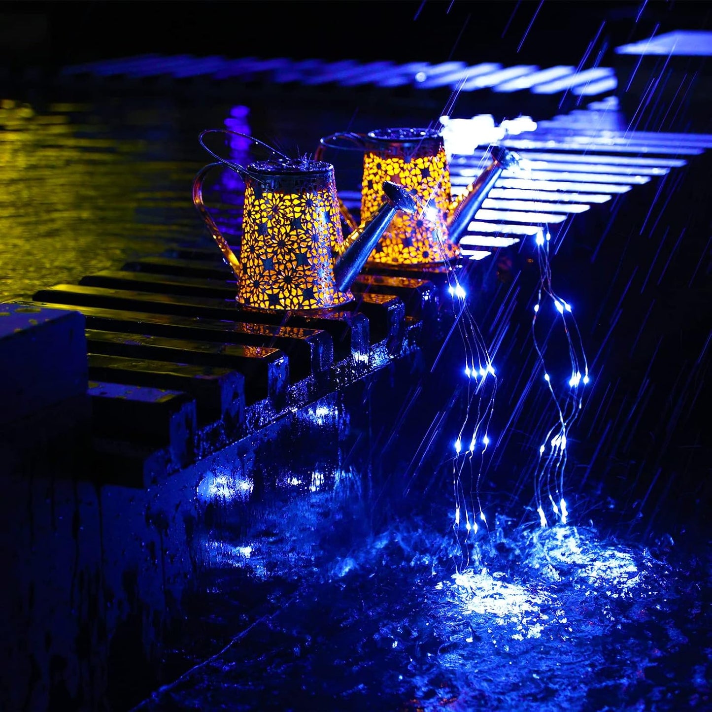Watering Can with Lights, Large Hanging Solar Lights Outdoor Waterproof, Decorative Retro Metal Solar Garden Decor for Outside Patio Yard Porch Lawn, Gifts for Women Mom Grandma Birthday