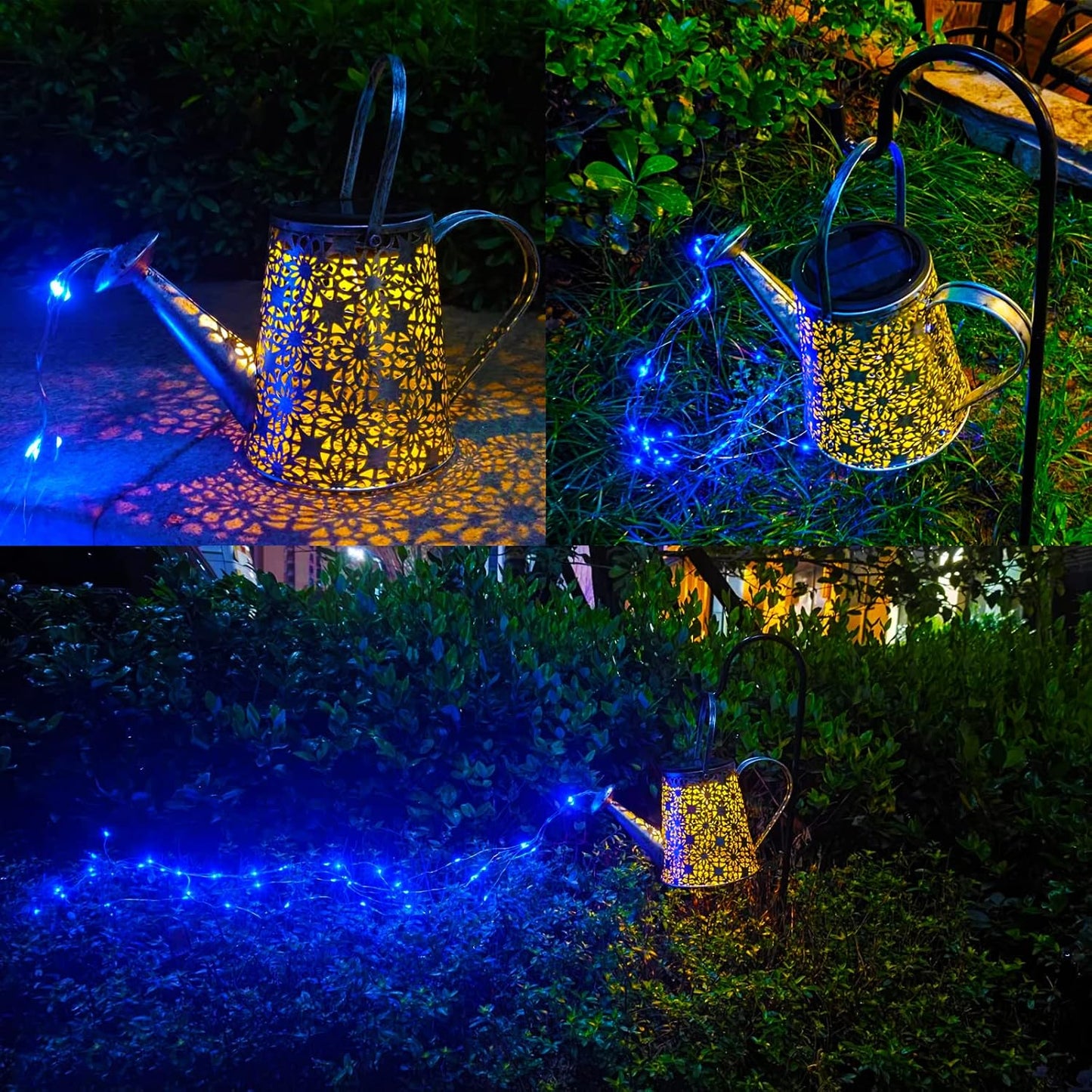 Watering Can with Lights, Large Hanging Solar Lights Outdoor Waterproof, Decorative Retro Metal Solar Garden Decor for Outside Patio Yard Porch Lawn, Gifts for Women Mom Grandma Birthday