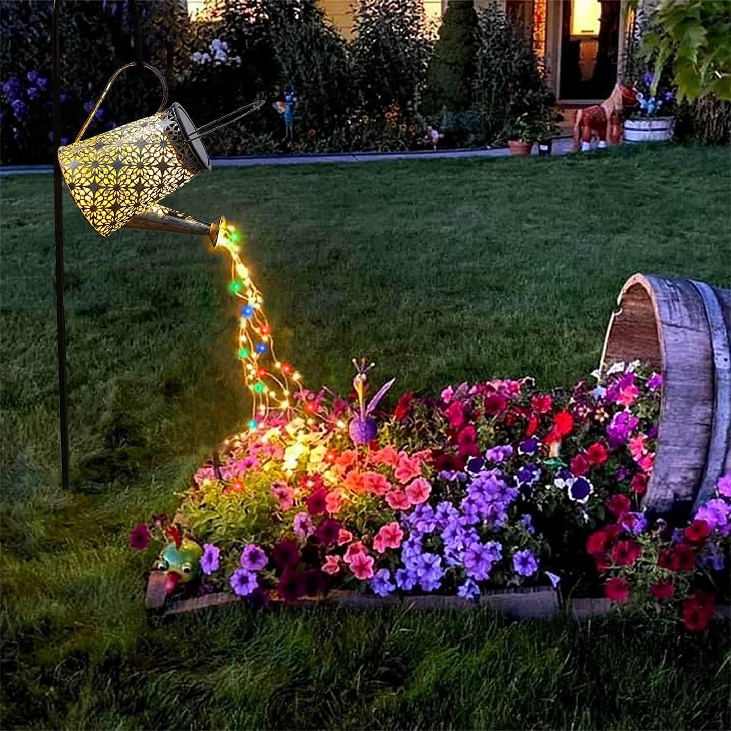 Watering Can with Lights, Large Hanging Solar Lights Outdoor Waterproof, Decorative Retro Metal Solar Garden Decor for Outside Patio Yard Porch Lawn, Gifts for Women Mom Grandma Birthday