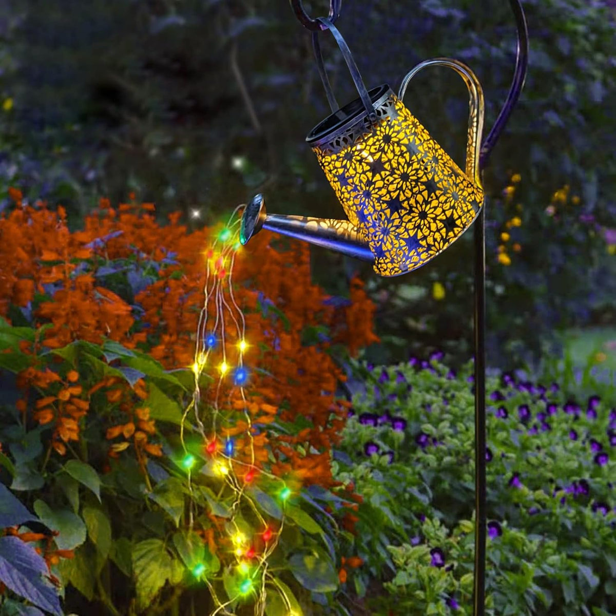 Watering Can with Lights, Large Hanging Solar Lights Outdoor Waterproof, Decorative Retro Metal Solar Garden Decor for Outside Patio Yard Porch Lawn, Gifts for Women Mom Grandma Birthday