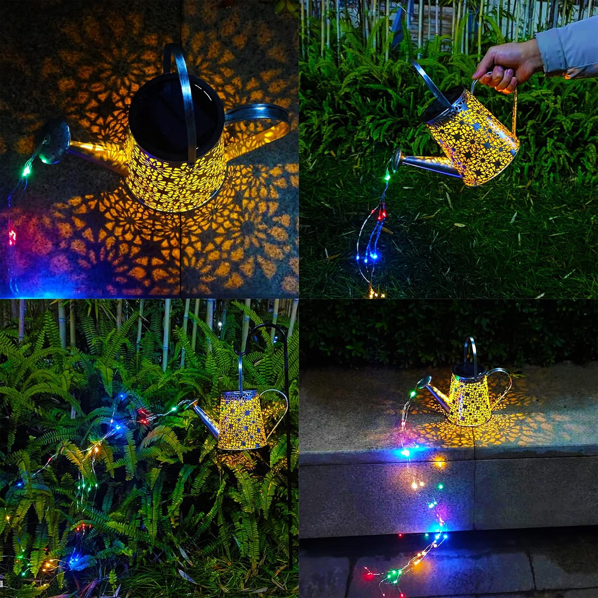 Watering Can with Lights, Large Hanging Solar Lights Outdoor Waterproof, Decorative Retro Metal Solar Garden Decor for Outside Patio Yard Porch Lawn, Gifts for Women Mom Grandma Birthday