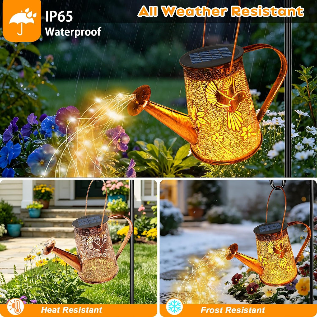 Watering Can with Lights, Large Hanging Solar Lights Outdoor Waterproof, Decorative Retro Metal Solar Garden Decor for Outside Patio Yard Porch Lawn, Gifts for Women Mom Grandma Birthday